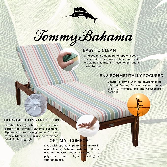 Tommy Bahama Chaise Cushion, 23" X 75" X 2.5", Bandeau Pastel