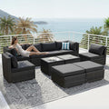 NICESOUL 10 Piece Modern Luxury 29.3'' High Back Outdoor Furniture Set, Extra Large Size PE Wicker Patio Modular Sectional with Side Tables, All-Weather Rattan Conversation for Backyard Deck, Grey