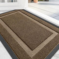 OLANLY Front Door Mat Indoor Outdoor Entrance, Waterproof All-Season, All-Weather Doormat, Sturdy Natural Rubber, Fade Resistant, Low Profile, Easy Clean Patio Porch Entryway Mat, 59x20, Brown