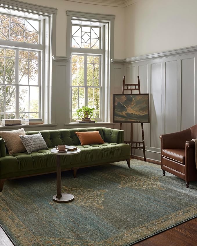 Loloi Magnolia Home by Joanna Gaines Mona Collection MOA-04 Aqua/Wheat 2'-6" x 8'-0" Runner Rug