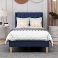 AGARTT Upholstered Platform Bed Frame Twin Size with Headboard and Footboard/Wooden Slats Support/No Box Spring Needed/Easy Assembly,Blue Velvet