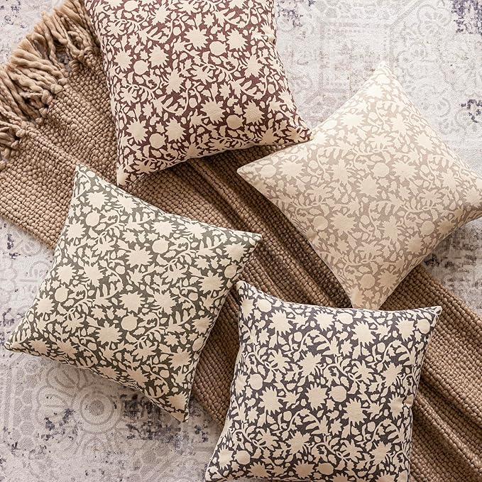 Foindtower Set of 2 Decorative Floral Long Body Lumbar Throw Pillow Covers Accent Farmhouse Cushion Cover Neutral Pillowcase for Couch Sofa Bedroom Living Room Home Decor,14×36 Inch,Sage Green