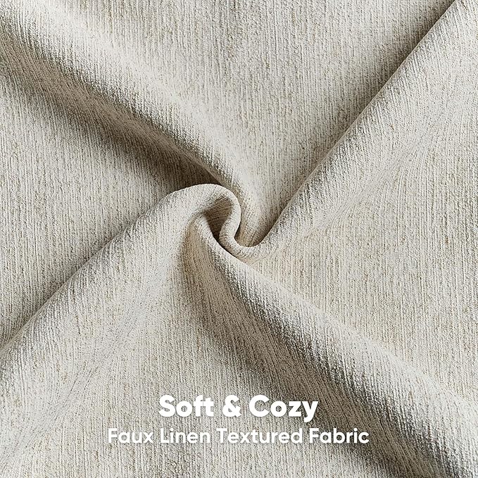 FUTEI Natural Linen Chenille Decorative Throw Pillow Covers 24x24 Inch Set of 2,Soft Cozy Faux Linen Textured European Pillow Shams,Farmhouse Home Decor for Couch Living Room