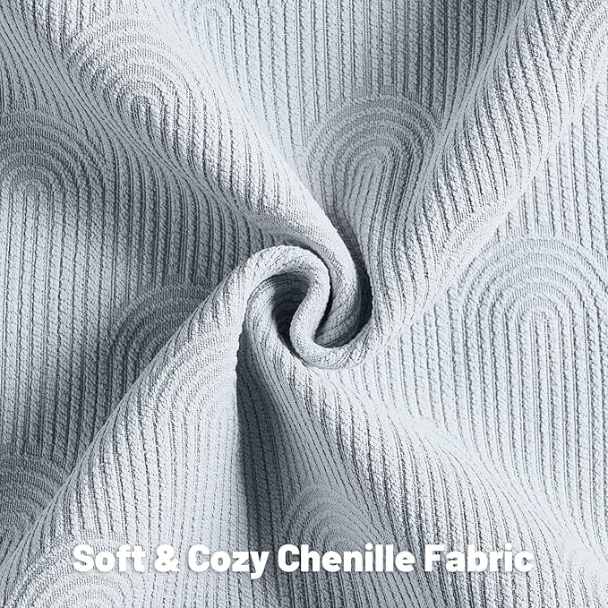 FUTEI Light Blue Chenille Decorative Throw Pillow Covers 20x20 Inch Set of 2,Soft Cozy Striped Geometric Patterns Cushion Cases,Modern Home Decor for Couch Bed Living Room