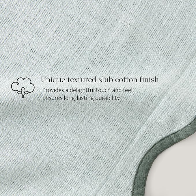 Double Stitch Scalloped Throw Pillow Covers - 100% Cotton Decorative Boho Pillow Covers 20 x 20inch, Made in India, Square Cushion Case, Modern Home Decor for Couch Sofa Living Room, Aqua Mint