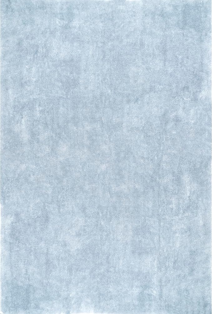 nuLOOM 4' x 6' Cozy Plush SuperiorWash Area Rug, Machine Washable, Non-Slip, Soft Fluffy Shag Carpet for Living Room Bedroom Kids Room Nursery Home Decor, Loni Light Blue