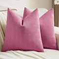 FUTEI Hot Pink Chenille Decorative Throw Pillow Covers 18x18 Inch Set of 2,Soft Cozy Striped Geometric Patterns Cushion Cases,Modern Home Decor for Couch Bed Living Room