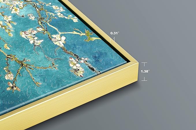 Wieco Art Framed Wall Art Giclee Canvas Prints of Almond Blossom by Vincent Van Gogh Paintings Reproduction Abstract Artwork for Wall Decor