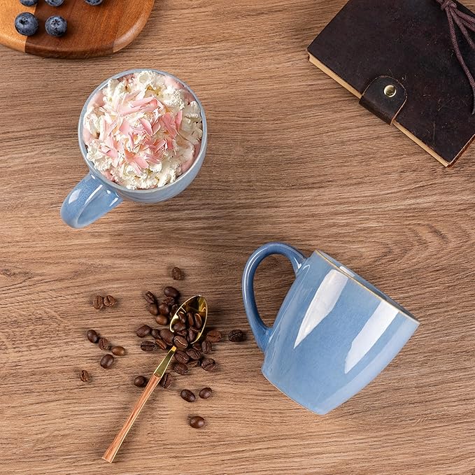 GBHOME Ceramic Coffee Mugs Set of 4, 12oz Stoneware Coffee Mugs Set For Dad Mom Women MEN, Light Weight Coffee Cups for Latte/Tea/Beer/Hot Cocoa, Dishwasher & Microwave Safe