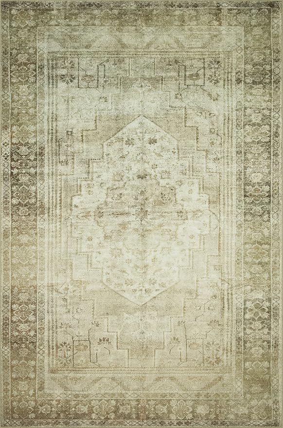 Loloi Magnolia Home by Joanna Gaines Banks Collection BAN-06 Natural/Granite 8'-6" x 11'-6", .13" Pile Height, Machine Washable, Area Rug