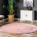 nuLOOM 6' Round Cozy Plush SuperiorWash Area Rug, Machine Washable, Non-Slip, Soft Fluffy Shag Carpet for Living Room Bedroom Kids Room Nursery Home Decor, Loni Pink