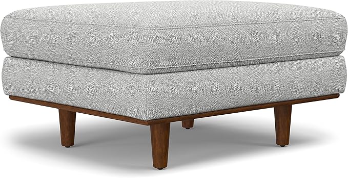 SIMPLIHOME Morrison Mid-Century Modern 89 inch Wide Sofa with Ottoman Set in Mist Grey Woven-Blend Fabric for the Living Room and Family Room
