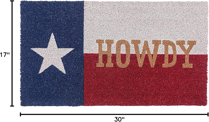 KAF Home Howdy Texas Coir Doormat with Heavy-Duty, Weather Resistant, Non-Slip PVC Backing | 17 by 30 Inches, 0.6 Inch Pile Height | Perfect for Indoor and Outdoor Use