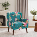 Accent Chair, Modern Fabric Armchair for Living Room, Comfy Upholstered Arm Chair Tufted for Indoor Bedroom Office Room (Pattern Blue)