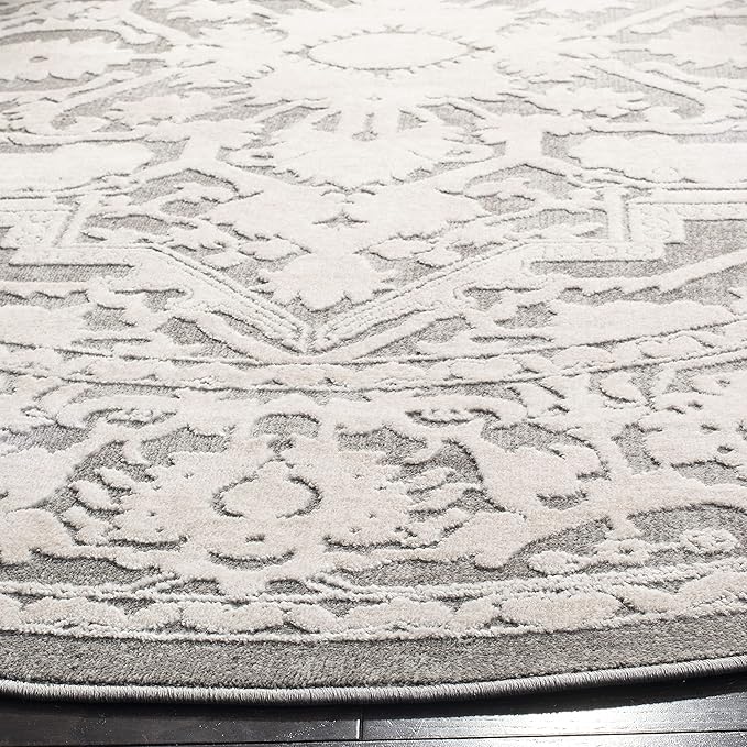 SAFAVIEH Area Rug 8x10 - Reflection Collection - Large - Dark Grey & Cream, Non-Shedding & Easy Cleaning, Ideal for Living Room, Bedroom, Dining Space (RFT665B)