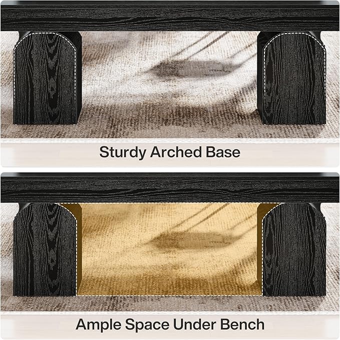 Tribesigns 59" Dining Bench for 2 to 3, Modern Black Dining Table Bench with Arched Base, Extra Long Kitchen Seating for Living Room, Entryway