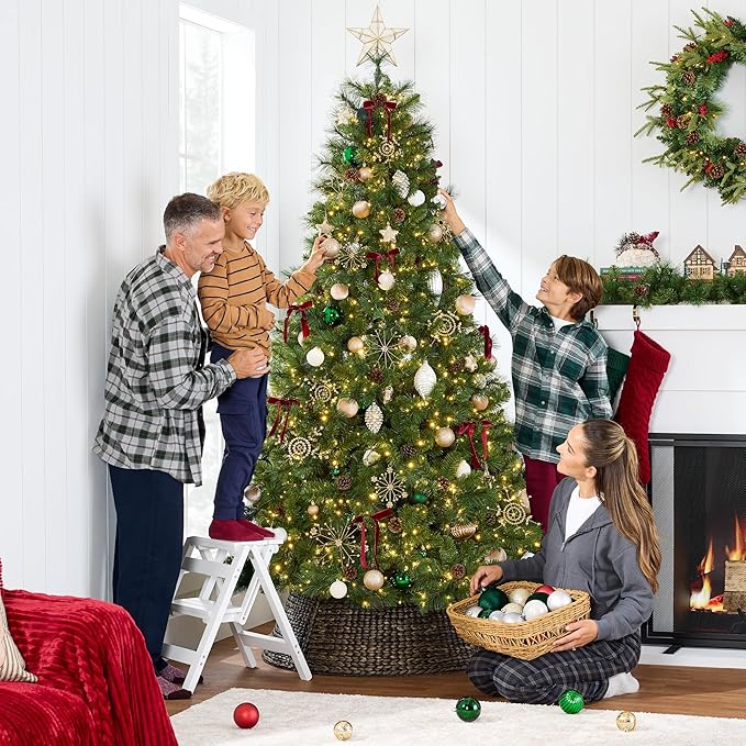 Best Choice Products Full Scotch Pine Christmas Tree, 9ft Pre-Lit Holiday Decor w/ 2,000 Twinkling Micro LED Lights, 2-in-1 White & Multicolor