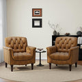 UIXE Faux Leather Accent Chairs Set of 2, Comfy Club Chair Upholstered Armchair for Living Room, Button Tufted Arm Chair Retro Single Sofa Side Reding Seat for Bedroom - Camel