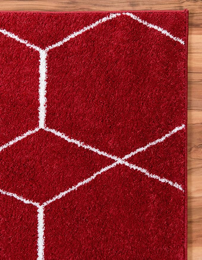 Unique Loom Trellis Frieze Collection Area Rug - Geometric (6' 1" x 9', Red/ Ivory)