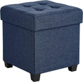 SONGMICS Storage Ottoman, Small Ottoman Foot Rest with Legs, 15 x 15 x 15.7 Inches Foot Stool, Load up to 660 lb, for Living Room, Bedroom, Dorm, Midnight Blue ULSF14IN