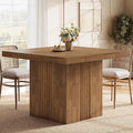 Tribesigns 39-Inch Square Dining Table for 4, Farmhouse Kitchen Dinner Table with Fluted Pedestal Base for Dining Room, Kitchen, Living Room, Apartments, Small Space, Easy to Assemble, Brown