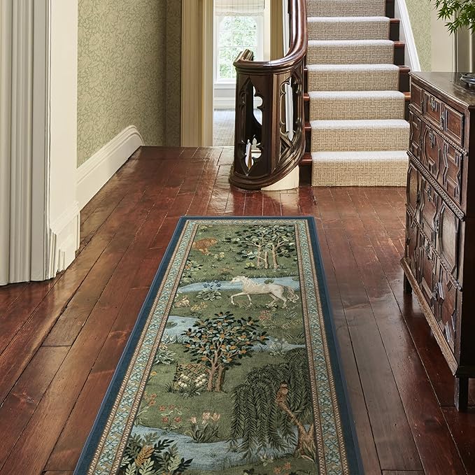 RUGGABLE x Morris & Co Washable Area Rug – Owl & Willow Green 4x6, Stain-Resistant, Non-Slip – Medium Machine Washable Rugs for Living Room, Bedroom, Hallway, Entryway & Office–with Cushioned Pad