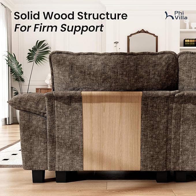 PHI VILLA Cloud Modular Couches Sets, 2 Pieces Sectional Loveseat Sofa Set, 4-Seater Comfy Couch for Living Room Apartment, Chenille Fabric, Taupe