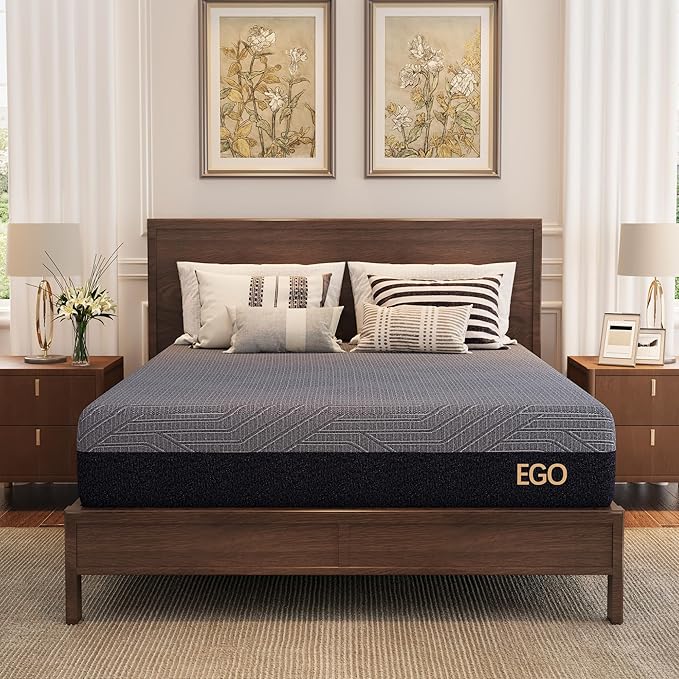 MLILY EGOHOME 10 Inch King Mattress, Copper Gel Cooling Memory Foam Mattress for Back Pain Relief,Therapeutic Double Mattress Bed in a Box, Made in USA, CertiPUR-US Certified, 76x80x10 Black