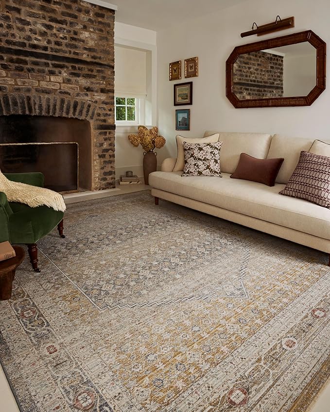 Loloi Chris Loves Julia Ida Collection IDA-02 Stone/Gold 2'-7" x 10'-0", .19" Pile Height, Runner Rug