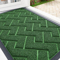 OLANLY Front Door Mat Indoor Outdoor Entrance, Waterproof All-Season, All-Weather Doormat, Sturdy Natural Rubber, Low Profile, Easy Clean Patio Porch Entryway Mat, Herringbone Brick (Green, 29.5x17)