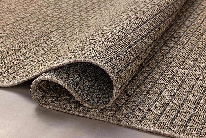 Loloi Chris Loves Julia Providence Collection PRC-05 Natural/Graphite 8'-6" x 12', .12" Pile Height, Indoor/Outdoor Area Rug