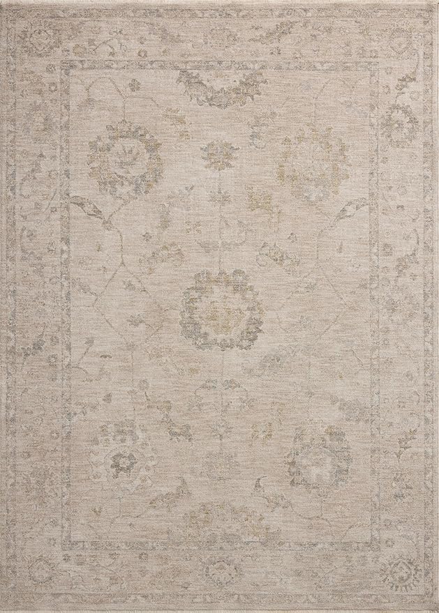 Loloi Chris Loves Julia Louisa Collection LOI-02 Oatmeal/Slate 9'-6" x 9'-6", .38" Pile Height, Round Area Rug