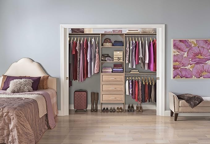 ClosetMaid SuiteSymphony Closet Organizer with Shelves and 3 Drawers, 25-Inch-Natural Gray