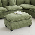 35‘’ Modern Chenille Cloud Sofa Ottoman,Rectangle Ottoman for Modular Sectional Sofa, Green