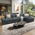 HERA'S HOUSE 158" Modular Sectional Sofa, Oversized L Shaped Couches for Living Room, Comfy Cloud Couch with Ottoman, 5-Seater Deep Seat Sofa with Throw Pillow, Chenille Blue
