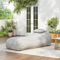 Christopher Knight Home Morton Outdoor Bean Bag Chair, Fabric Bean Bag Chair for Adults and Kids, Indoor/Outdoor Sun Lounger with Headrest, Patio Chaise Lounge Chair, Light Gray