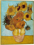 Wieco Art Large Framed Canvas Wall Art Sunflower by Vincent Van Gogh Oil Paintings Reproduction Abstract Wall Decorations for Living Room Golden Frame Home Office Decorations