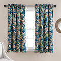 Lush Decor Dolores Light Filtering Window Panels, Pair, 52" W x 63" L, Navy & Multi - Toile Curtains - Floral Bird Print - Grandmillennial & French Country Curtains - Cottage & Maximalist Home Decor
