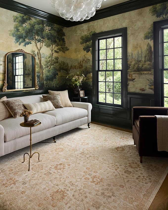Loloi Chris Loves Julia Palma Collection PLM-04 Natural/Spice 11'-6" x 15'-7" Area Rug Vintage Style Boho Living Room Bedroom Carpet