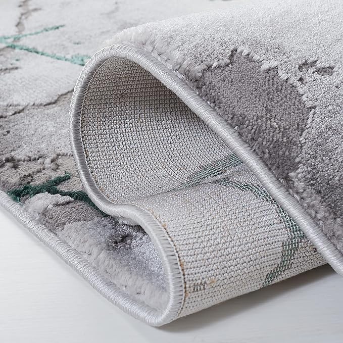 SAFAVIEH Craft Collection Area Rug - 10' Square, Grey & Green, Modern Abstract Design, Non-Shedding & Easy Care, Ideal for High Traffic Areas in Living Room, Bedroom (CFT877Y)