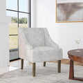 Mid Century Modern Accent Chair Wingback Living Room Chair Comfy Upholstered Scooped Armchair Fabric Side Chair with Wood Legs for Small Space, Bedroom, Apartment, Office, Waiting Room (Linen)