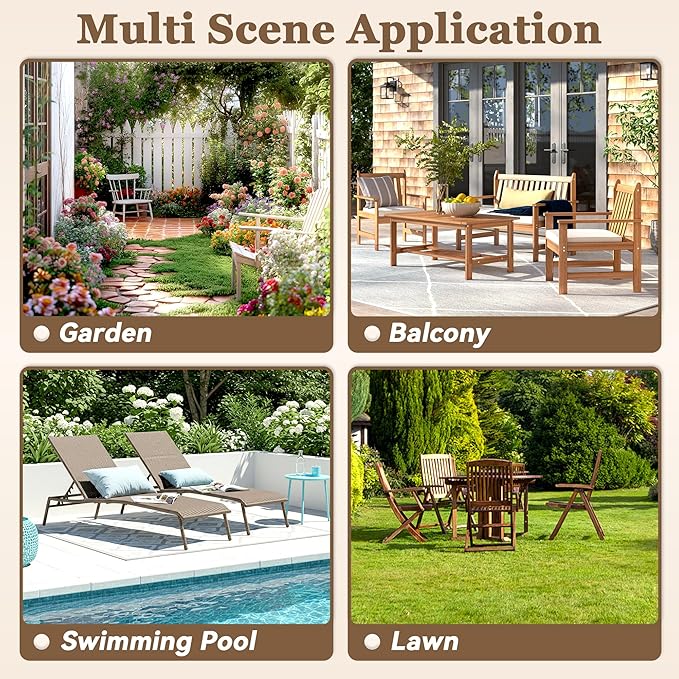 4 Piece Patio Furniture Set, Wooden Outdoor Furniture Conversation Set with Coffee Table, Modern PE Wicker Patio Chairs Conversation Sets with Sofa for Garden, Terrace, Porch, Balconies, Lawns