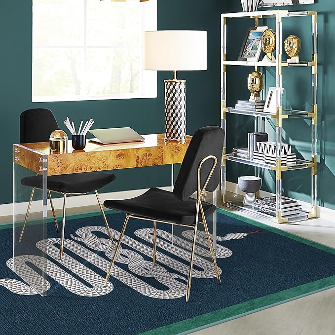 RUGGABLE x Jonathan Adler Machine Washable Modern Area Rug – Venom Sapphire 5x7, Stain-Resistant, Non-Slip – Medium Rugs for Living Room, Bedroom, Hallway, Entryway & Office–with Standard Pad