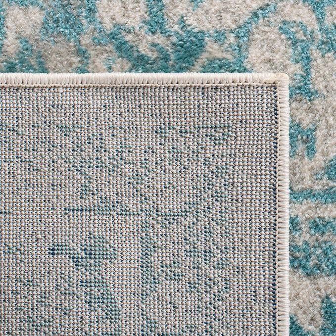 SAFAVIEH Area Rug 9x12 - Evoke Collection - Large - Ivory & Aqua, Distressed Design, Non-Shedding & Easy to Clean, Ideal for Living Room, Bedroom, Dining Space (EVK256J)