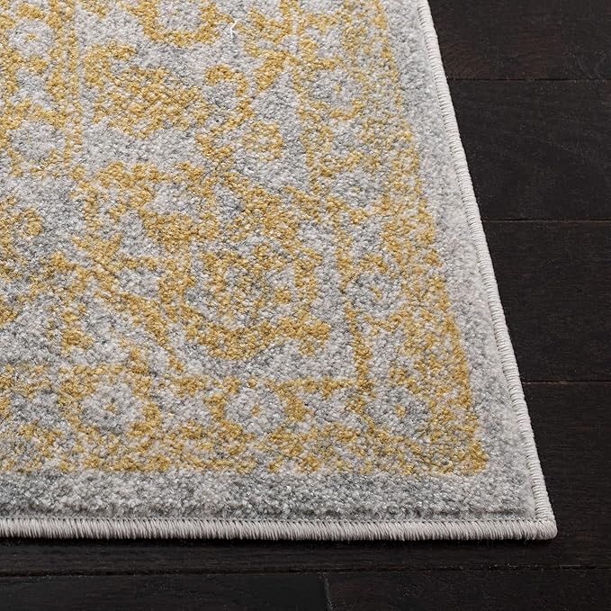 SAFAVIEH Evoke Collection 3' x 5' Ivory/Gold EVK256B Oriental Distressed Non-Shedding Living Room Bedroom Accent Rug