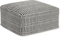 SIMPLIHOME Safford 20-inch Wide Pouf in Black and White, Handwoven Outdoor/Indoor Boho-Style Ottoman for Living Room, Bedroom, or Patio, Weather-Resistant, UV-Protected, Assembled
