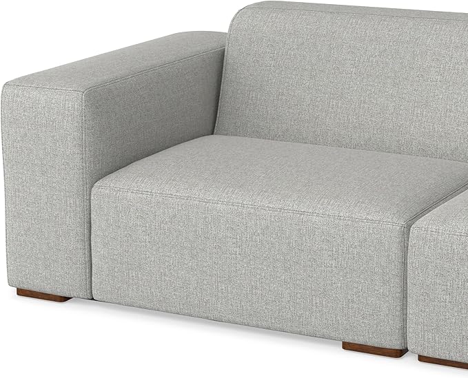 SIMPLIHOME Rex Modular Sofa and Ottoman Set in 100% Recycled Polyester Tightly Woven Performance Fabric, Pale Grey, 88-inch-Wide 2-Seater Couch and Matching 34-inch-Wide Table Ottoman for Living Room