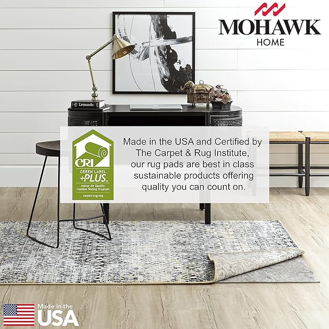 Mohawk Home 2' 2" x 10' Non Slip Grip Rug Pad 1/2" Thick Dual Surface Felt Cushion + Rubber Gripper - Safe for All Floors