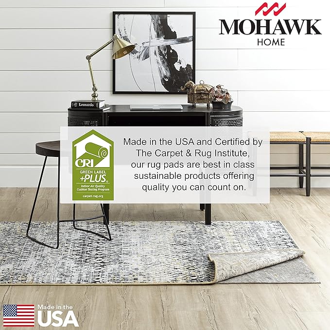 Mohawk Home 2' x 8' Non Slip Grip Rug Pad 1/2" Thick Dual Surface Felt Cushion + Rubber Gripper - Safe for All Floors