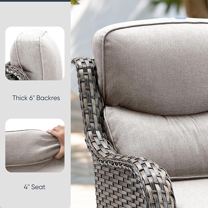 10-Piece Outdoor Patio Cushion Set - Fade & Water Resistant with Removable Olefin Cover, 22x24x4 Inch Memory Foam Cushions for Wicker Sectional Sofa – Beige/Crescent